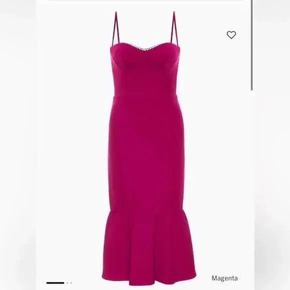 KATIE MAY Soraya Trumpet Midi Dress In Magenta - Picture 2 of 11